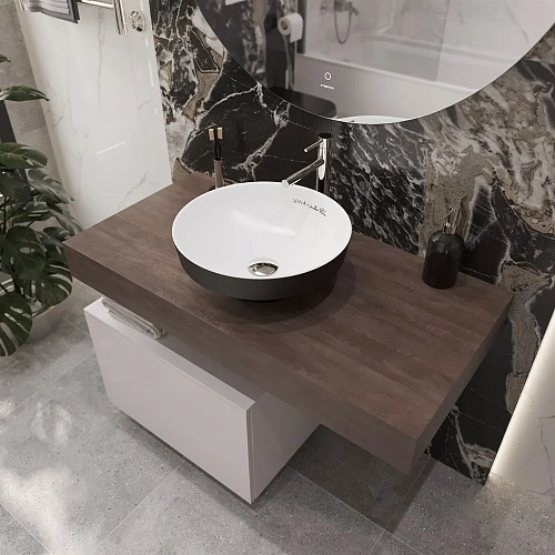 Комплект мебели STWORKI Ольборг 100 столешница дуб карпентер, без отверстий, с тумбой 50, с раковино 536729 Комплект мебели STWORKI Ольборг 100 столешница дуб карпентер, без отверстий, с тумбой 50, с раковино 536729