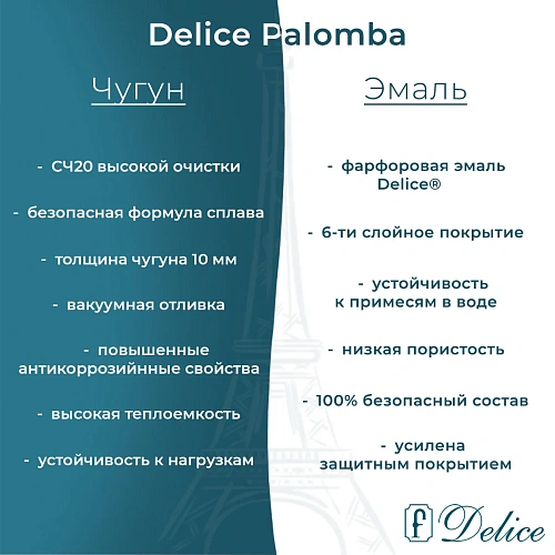 Ванна чугунная Delice Palomba 1700х700 DLR230620 Ванна чугунная Delice Palomba 1700х700 DLR230620