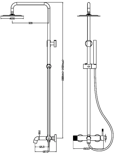 Душевая система Boheme Uno Black, верхний душ латунь 468-B Душевая система Boheme Uno Black, верхний душ латунь 468-B