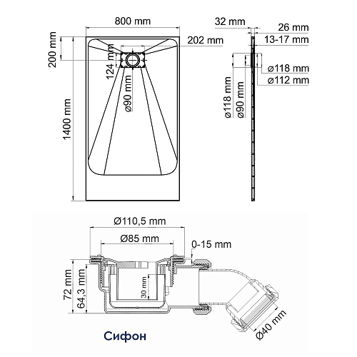Душевой поддон WasserKRAFT Elbe 74T35 черный Душевой поддон WasserKRAFT Elbe 74T35 черный