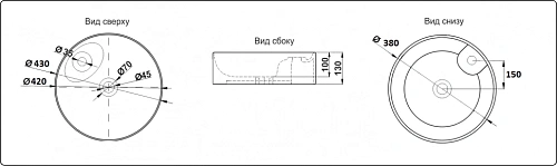 Раковина CeramaLux D1306H004 накладная, черный Раковина CeramaLux D1306H004 накладная, черный