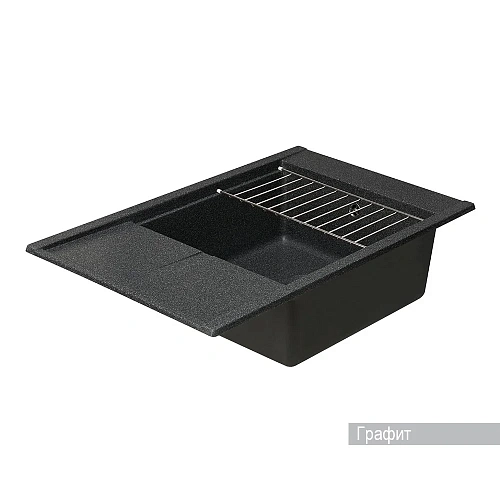 Кухонная мойка Aquaton Делия 78 1A715132DE210 из литого мрамора, прямоугольная, с крылом графит Кухонная мойка Aquaton Делия 78 1A715132DE210 из литого мрамора, прямоугольная, с крылом графит