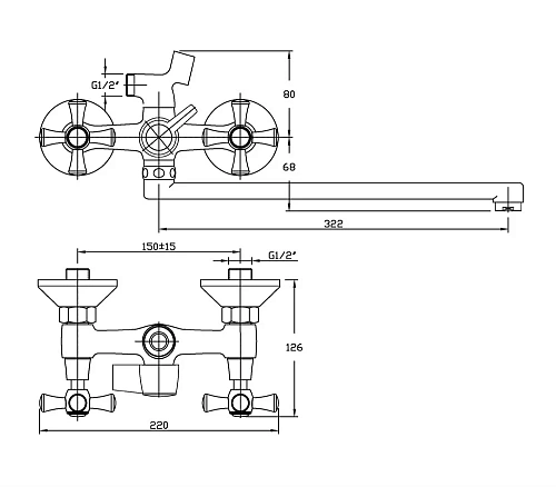 Смеситель для ванны Orange Classic M71-211cr Смеситель для ванны Orange Classic M71-211cr