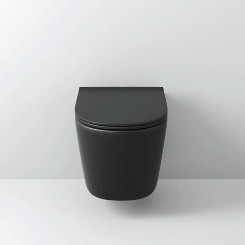 Унитаз подвесной GROSSMAN GR-4477BMSQ 485x360x330 черный матовый безободковый смыв торнадо бесшумный с сиденьем Унитаз подвесной GROSSMAN GR-4477BMSQ 485x360x330 черный матовый безободковый смыв торнадо бесшумный с сиденьем