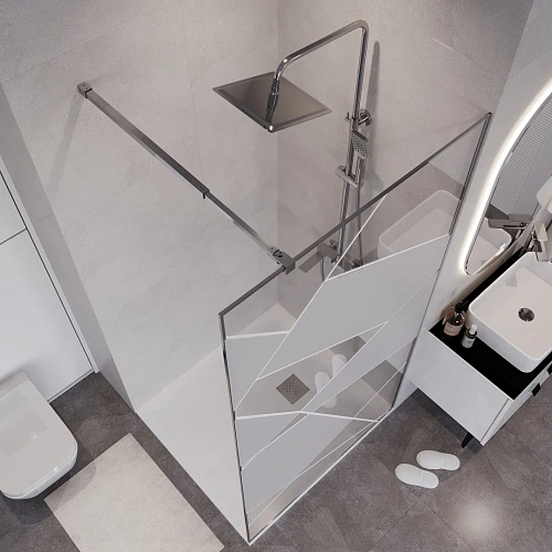 Душевая перегородка Niagara Nova NG-660-10 (100x195) хром, стекло прозрачное с рисунком Душевая перегородка Niagara Nova NG-660-10 (100x195) хром, стекло прозрачное с рисунком