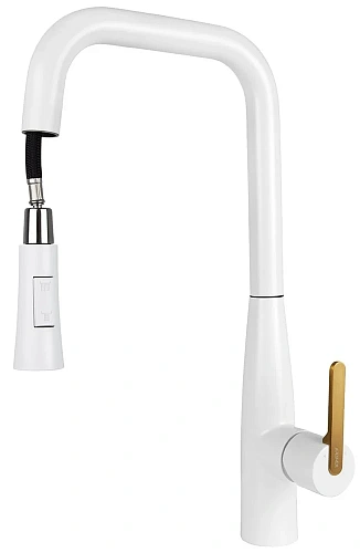 Смеситель для кухни Kaiser Claro 22144-4 Белый матовый/Золото Смеситель для кухни Kaiser Claro 22144-4 Белый матовый/Золото