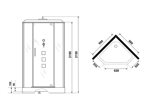 Душевая кабина Niagara Luxe NG-7717W (1000x1000х2150) низкий поддон стенки белые Душевая кабина Niagara Luxe NG-7717W (1000x1000х2150) низкий поддон стенки белые
