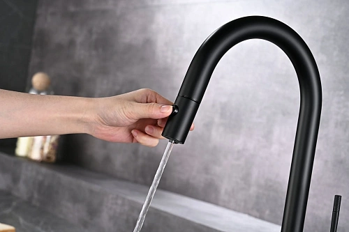 Смеситель для кухни AQUAme Cucina AQM9905MB с выдвижным изливом, с подключением к фильтру с питьевой водой, черный матовый Смеситель для кухни AQUAme Cucina AQM9905MB с выдвижным изливом, с подключением к фильтру с питьевой водой, черный матовый