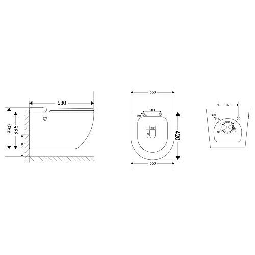 Унитаз подвесной ABBER Bequem AC1108PMB черный матовый с импульсным смывом Унитаз подвесной ABBER Bequem AC1108PMB черный матовый с импульсным смывом