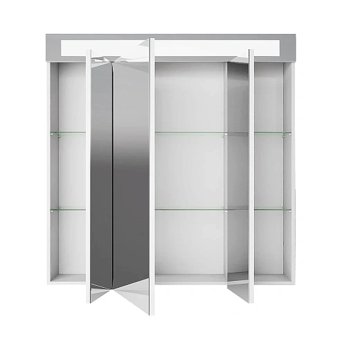 Зеркальный шкаф DREJA UNI, 80 см, 3 дверцы, 6 стеклянных полок, с подсветкой и выключателем, белый 9 99.9003 Зеркальный шкаф DREJA UNI, 80 см, 3 дверцы, 6 стеклянных полок, с подсветкой и выключателем, белый 9 99.9003