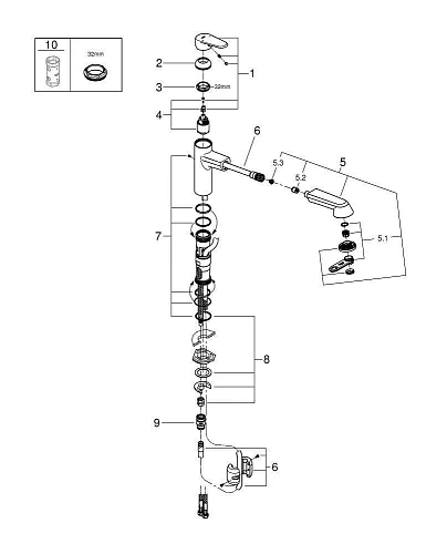 Смеситель для кухни GROHE Eurodisc Cosmopolitan с выдвижной лейкой, хром (32257002) Смеситель для кухни GROHE Eurodisc Cosmopolitan с выдвижной лейкой, хром (32257002)