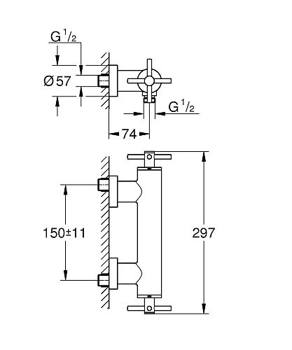 Смеситель для душа GROHE Atrio New, настенный монтаж, темный графит (26003AL3) Смеситель для душа GROHE Atrio New, настенный монтаж, темный графит (26003AL3)