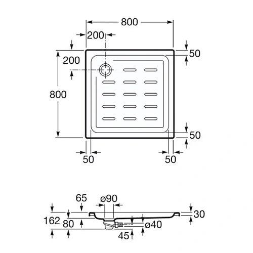 Душевой поддон Roca Easy 800х800 белый, с сифоном 276080000 Душевой поддон Roca Easy 800х800 белый, с сифоном 276080000