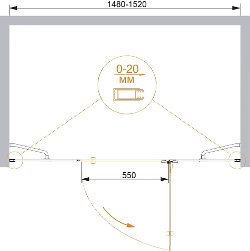 Душевая дверь CEZARES BERGAMO-W-B-13-60+60/30-C-Cr-R 150см стекло прозрачное, профиль хром Душевая дверь CEZARES BERGAMO-W-B-13-60+60/30-C-Cr-R 150см стекло прозрачное, профиль хром