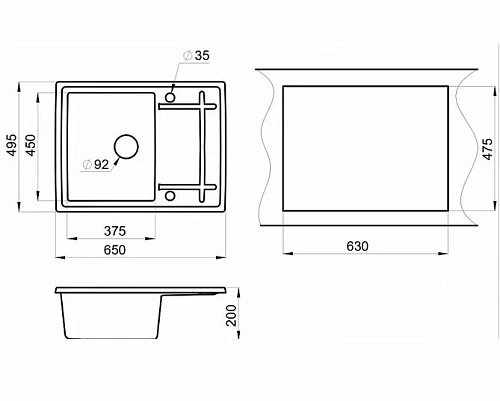Кухонная мойка GRANULA (6501, СЛАНЕЦ) Кухонная мойка GRANULA (6501, СЛАНЕЦ)