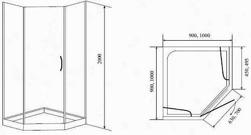 Душевой уголок Timo BY-839 прозр.(100x100x200) Душевой уголок Timo BY-839 прозр.(100x100x200)