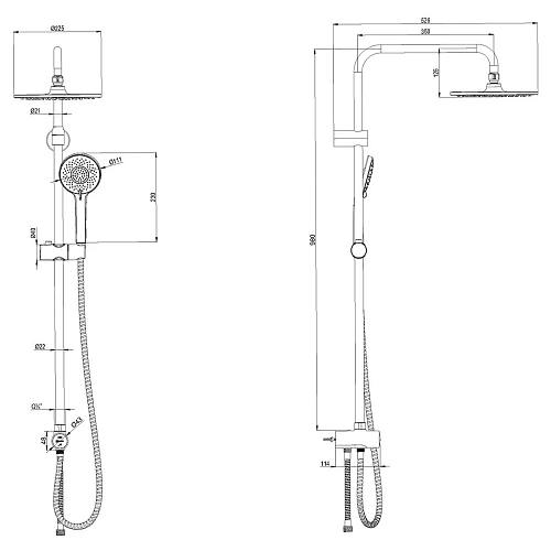 Душевая стойка Lemark LM8809BL без смесителя, черный Душевая стойка Lemark LM8809BL без смесителя, черный