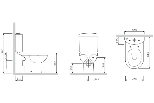 Унитаз напольный AM.PM C878607SC компакт с открытым сиденьем Унитаз напольный AM.PM C878607SC компакт с открытым сиденьем