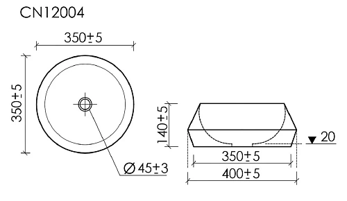 Раковина Ceramica Nova Maya CN12004 накладная круглая 400x400x140 белый Раковина Ceramica Nova Maya CN12004 накладная круглая 400x400x140 белый