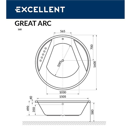 Акриловая ванна EXCELLENT Great Arc 160 SMART хром WAEX.GRE16.SMART.CR Акриловая ванна EXCELLENT Great Arc 160 SMART хром WAEX.GRE16.SMART.CR