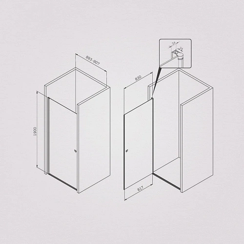 Душевая дверь AM.PM Sunny W87G-90-1P-MT распашная 90x190 профиль серебро, стекло прозрачное Душевая дверь AM.PM Sunny W87G-90-1P-MT распашная 90x190 профиль серебро, стекло прозрачное