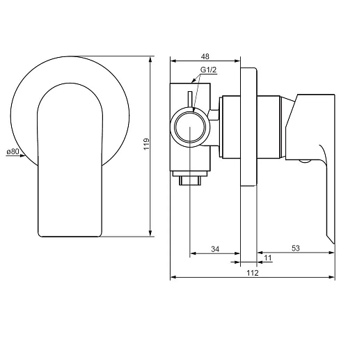 Смеситель для душа Damixa Apollo 477500300 встраиваемый черный Смеситель для душа Damixa Apollo 477500300 встраиваемый черный