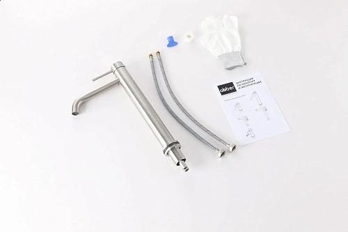 Смеситель для раковины ABBER Wasser Kreis 316 AF8111BST-L для накладной раковины, сталь брашированная Смеситель для раковины ABBER Wasser Kreis 316 AF8111BST-L для накладной раковины, сталь брашированная