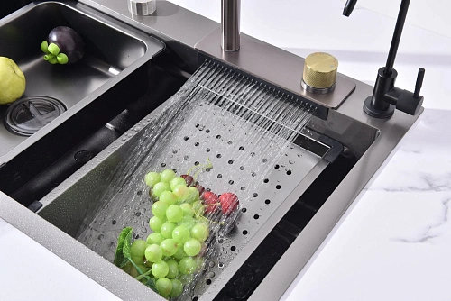 Кухонная мойка ArtDecco Elegant Flow 68 AEF116846 графит, из нержавеющей стали Кухонная мойка ArtDecco Elegant Flow 68 AEF116846 графит, из нержавеющей стали