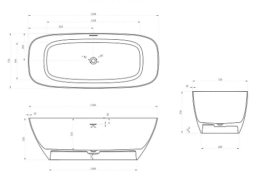 Ванна отдельностоящая ABBER AS9612-1.7 170x72 универсальная, белая матовая, искусственный камень Ванна отдельностоящая ABBER AS9612-1.7 170x72 универсальная, белая матовая, искусственный камень