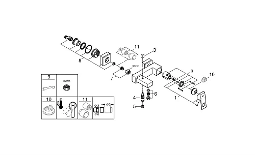 Смеситель для ванны GROHE Eurocube, хром (23140000) Смеситель для ванны GROHE Eurocube, хром (23140000)