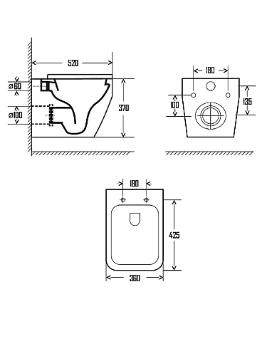 Унитаз подвесной AQUAme AQM2009 с сиденьем SoftClose, технология смыва Rimless, скрытый крепеж 525х3 Унитаз подвесной AQUAme AQM2009 с сиденьем SoftClose, технология смыва Rimless, скрытый крепеж 525х3