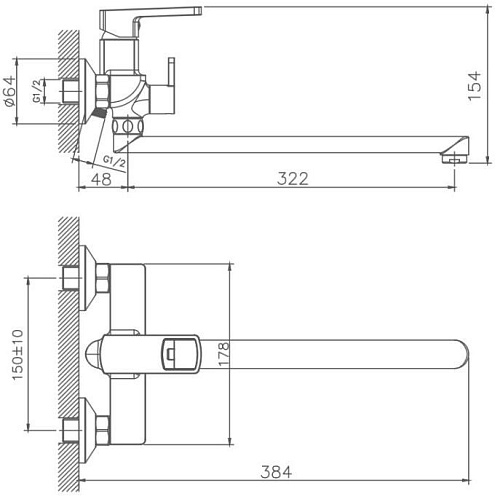 Смеситель для ванны Haiba HB22176, хром Смеситель для ванны Haiba HB22176, хром