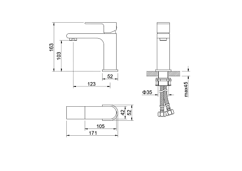 Смеситель для раковины Aquatek ЛИРА AQ1410MB Черный матовый Смеситель для раковины Aquatek ЛИРА AQ1410MB Черный матовый