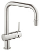 Картинка анонса товара «смеситель для кухни grohe minta с выдвижным u-изливом/лейкой, суперсталь (32322dc0)»
