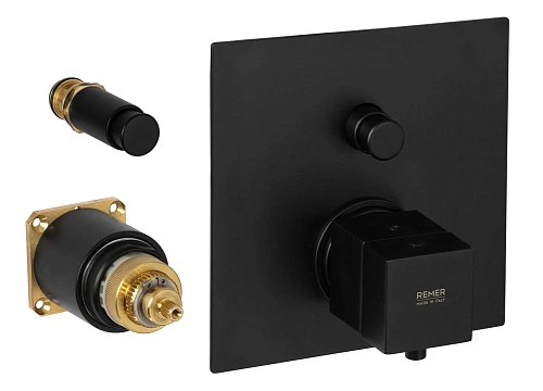 Смеситель для душа Remer Q-Elegance QT09KBNO термостатический, черный матовый Смеситель для душа Remer Q-Elegance QT09KBNO термостатический, черный матовый