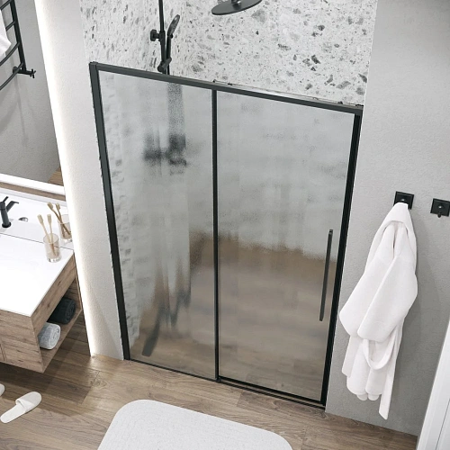 Душевая дверь GROSSMAN Galaxy 100.K33.01.100.21.02 (100x195) черный матовый, стекло шиншилла Душевая дверь GROSSMAN Galaxy 100.K33.01.100.21.02 (100x195) черный матовый, стекло шиншилла