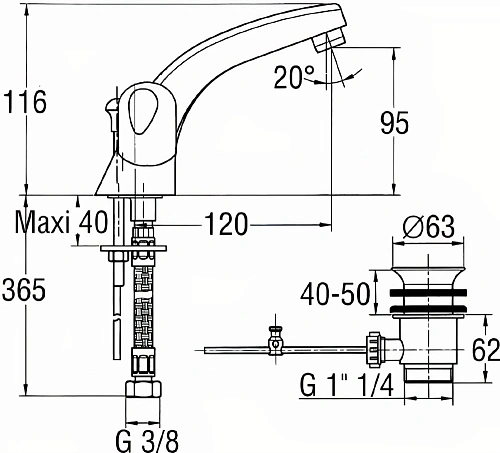 Смеситель для раковины Jacob Delafon Galeo E72964-CP с донным клапаном Смеситель для раковины Jacob Delafon Galeo E72964-CP с донным клапаном