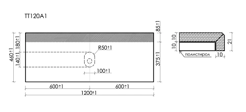 Столешница SANCOS 1200х460 kreman TT120A2 Столешница SANCOS 1200х460 kreman TT120A2