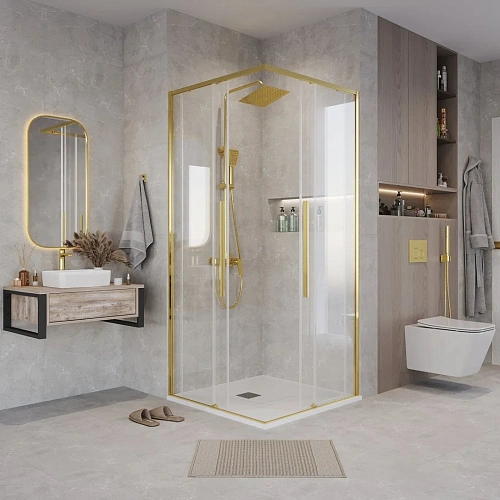 Душевая дверь GROSSMAN Galaxy 1/2.K33.01.70.32.00 (70x195) золото сатин, стекло прозрачное Душевая дверь GROSSMAN Galaxy 1/2.K33.01.70.32.00 (70x195) золото сатин, стекло прозрачное