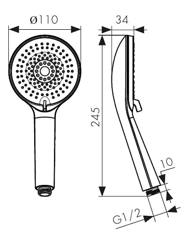 Душевая лейка Kaiser массажная 4-х режимная, диаметр 110х245мм хром SH-043 Душевая лейка Kaiser массажная 4-х режимная, диаметр 110х245мм хром SH-043