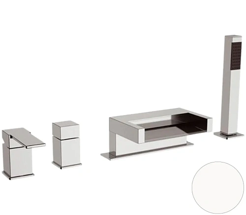 Смеситель для ванны Remer Qubika Cascata QC06BO, белый матовый Смеситель для ванны Remer Qubika Cascata QC06BO, белый матовый