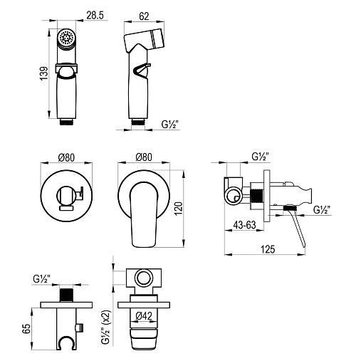 Гигиенический душ Lemark Ortus LM11319C, встраиваемый, хром Гигиенический душ Lemark Ortus LM11319C, встраиваемый, хром