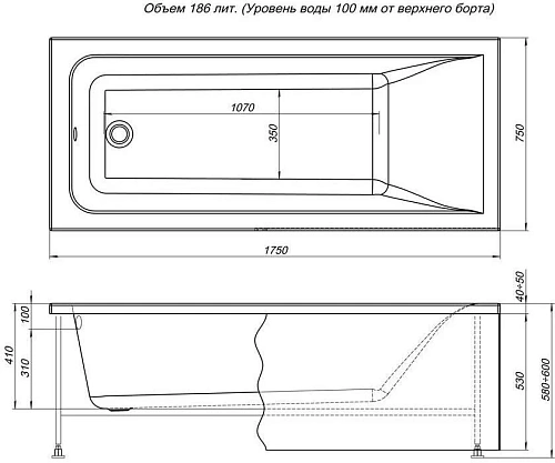 Акриловая ванна Aquanet Bright 175x75 (+ шторка Aquanet Alfa 4 NF6222-pivot) 00216295 + 00196049 Акриловая ванна Aquanet Bright 175x75 (+ шторка Aquanet Alfa 4 NF6222-pivot) 00216295 + 00196049