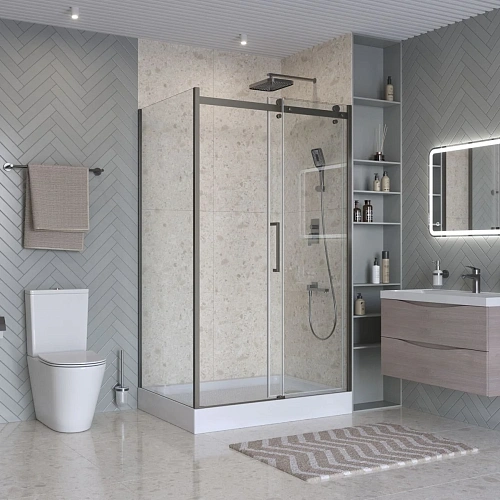 Душевой уголок BelBagno MARINO-2-AH-1-130/90-C-GM 130x90 см, профиль оружейная сталь, стекло прозрачное Душевой уголок BelBagno MARINO-2-AH-1-130/90-C-GM 130x90 см, профиль оружейная сталь, стекло прозрачное