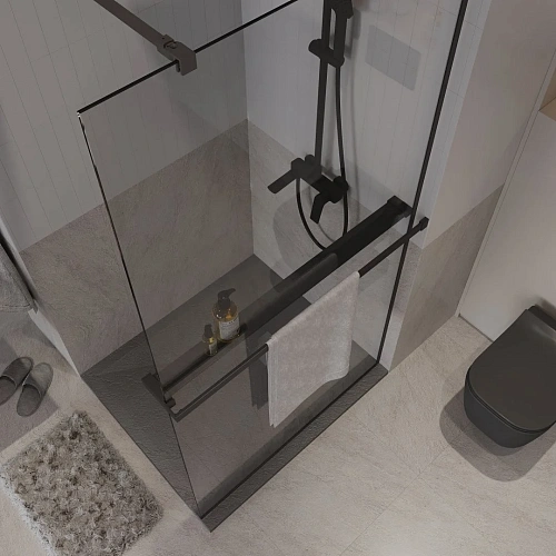 Душевая перегородка Niagara Nova NG-670-90ВLACK (90x195) черный матовый, стекло прозрачное Душевая перегородка Niagara Nova NG-670-90ВLACK (90x195) черный матовый, стекло прозрачное