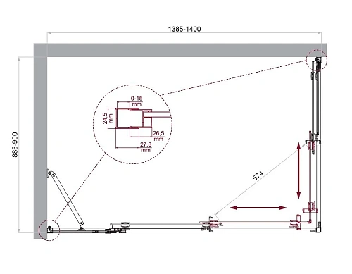 Душевой уголок BelBagno LUCE-AH-21-140/90-C-Cr Душевой уголок BelBagno LUCE-AH-21-140/90-C-Cr