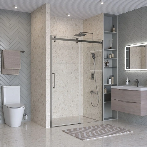 Душевая дверь BelBagno MARINO-2-BF-1-150-C-GM 150 см, профиль оружейная сталь, стекло прозрачное Душевая дверь BelBagno MARINO-2-BF-1-150-C-GM 150 см, профиль оружейная сталь, стекло прозрачное