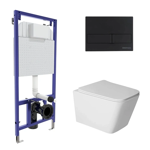 Комплект инсталляции BERGES NOVUM с клавишей смыва L5 Soft Touch черная, унитазом SIGMA Rimless 52 см и сиденьем микролифт, быстросъём 043400 Комплект инсталляции BERGES NOVUM с клавишей смыва L5 Soft Touch черная, унитазом SIGMA Rimless 52 см и сиденьем микролифт, быстросъём 043400