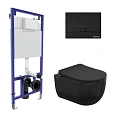 Комплект инсталляции BERGES NOVUM525, с клавишей смыва F5 soft touch черный, унитазом Ventas Black и сиденьем микролифт, быстросъем 043326 Комплект инсталляции BERGES NOVUM525, с клавишей смыва F5 soft touch черный, унитазом Ventas Black и сиденьем микролифт, быстросъем 043326