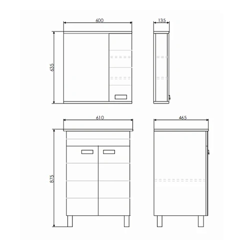 Зеркальный шкаф Comforty Модена М-60 00-00001639 белое матовое Зеркальный шкаф Comforty Модена М-60 00-00001639 белое матовое
